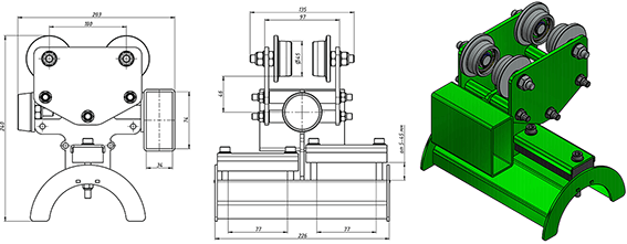 Кабельная тележка поводковая (каретка) КТ-50-02 для трасы из двутавровой балки