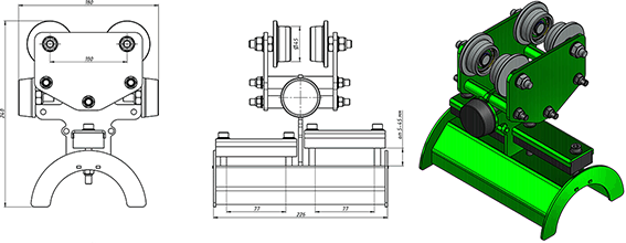 Кабельная тележка (каретка) КТ-50-01 для трасы из двутавровой балки